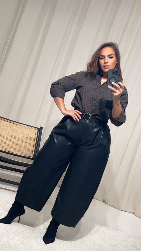 Pantalon similicuir barrel CAMILLE